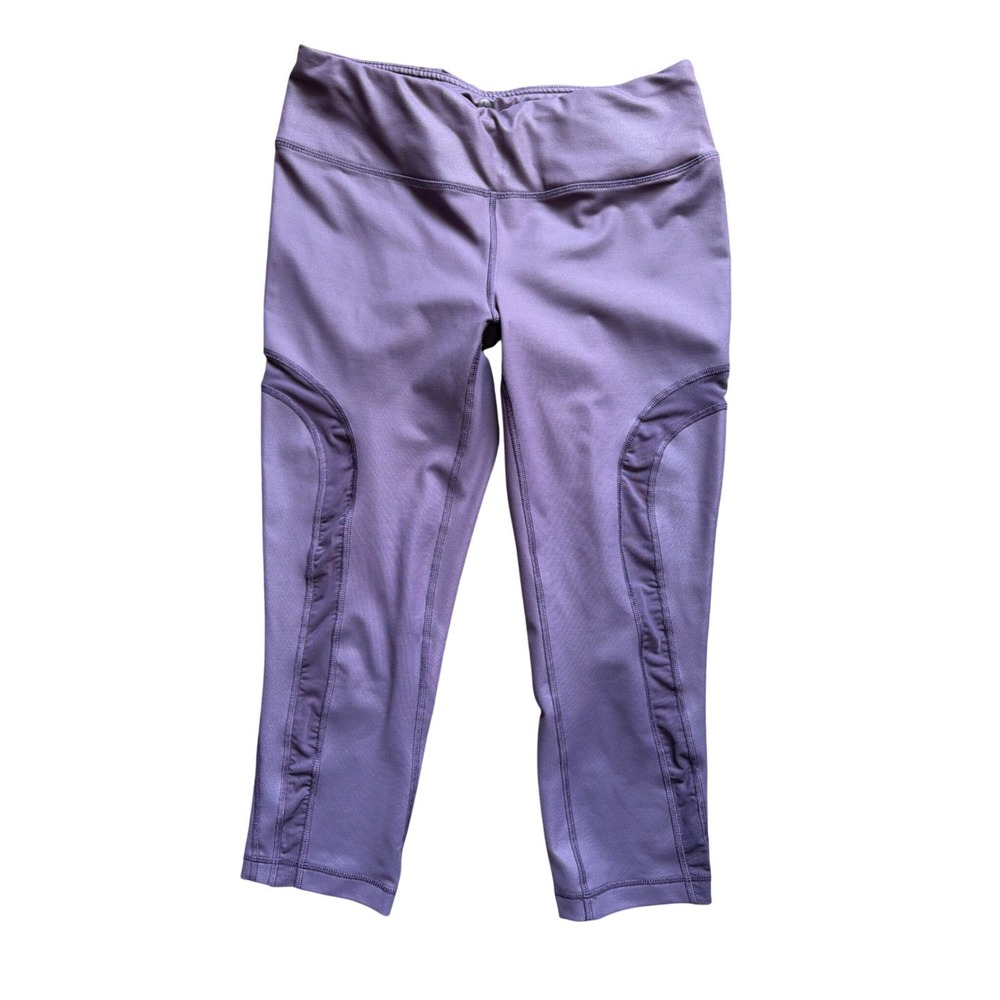 90 Degree by‎ Reflex Leggings Womens Large Purple Mesh Panel Capri Cropped Yoga